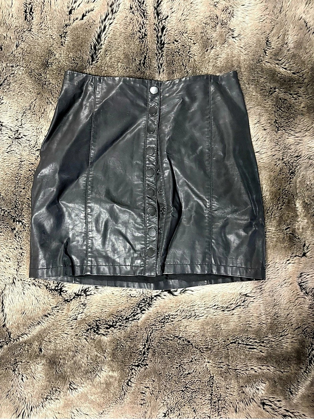 Free People Black Leather-Look Mini Skirt Like New